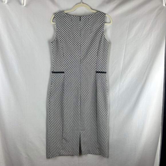 Long Tall Sally Black White Geometric Print Sleeveless Sheath Dress Size 8 Long - Picture 5 of 9